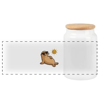 Lunettes de soleil Seal - Boîte à biscuits avec couvercle en bois - blanc - Devant