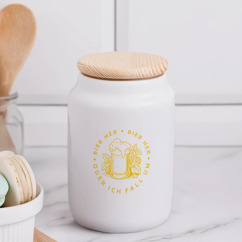 Bees here - Oder ich fall um! Panoramic Cookie Jar with Wooden Lid