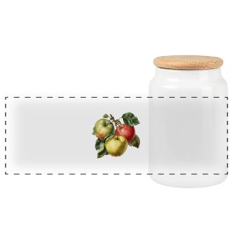 Apple - Panoramic Cookie Jar with Wooden Lid - white - Front
