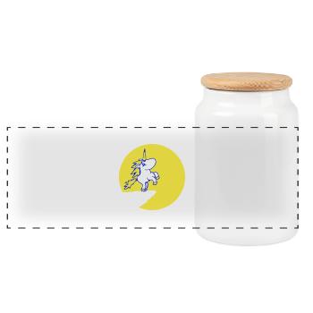 Einhorn Klippe Mond Berg Rund Nacht Süß Cartoon - Panorama Keksdose mit Holzdeckel - Weiß - Vorne