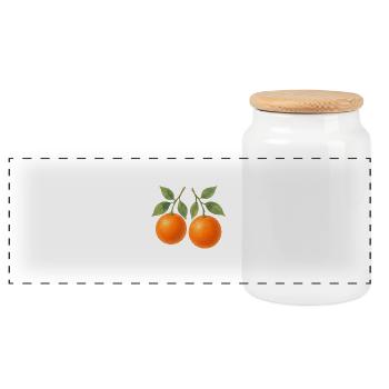 Oranges - Panoramic Cookie Jar with Wooden Lid - white - Front