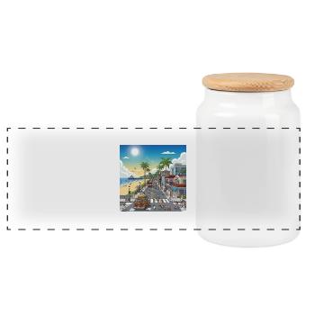 Straße in Newport Beach - Panorama Keksdose mit Holzdeckel - Weiß - Vorne