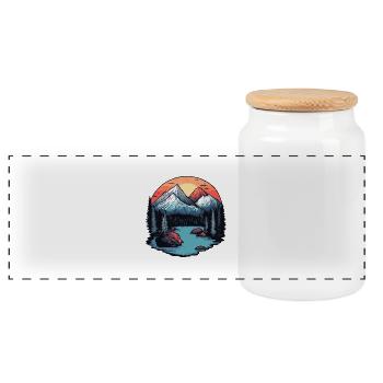 Mountains Outdoor Landscape - Panoramic Cookie Jar with Wooden Lid - white - Front