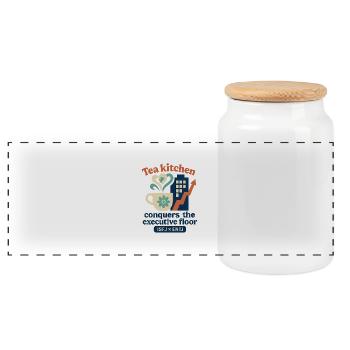 ISFJ × ENTJ: "Tea Kitchen Conquers Boardroom." - Panoramic Cookie Jar with Wooden Lid - white - Front