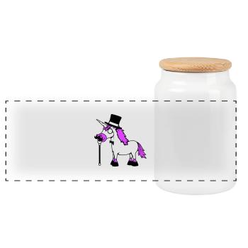 Licorne Sir Gentleman Mr. Rich Monocle Chapeau haut de forme - Boîte à biscuits avec couvercle en bois - blanc - Devant