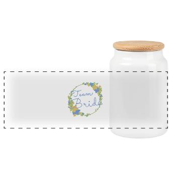 Team Bride /Team Braut - Panoramic Cookie Jar with Wooden Lid - white - Front