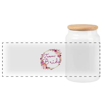 Team Bride /Team Braut - Panoramic Cookie Jar with Wooden Lid - white - Front