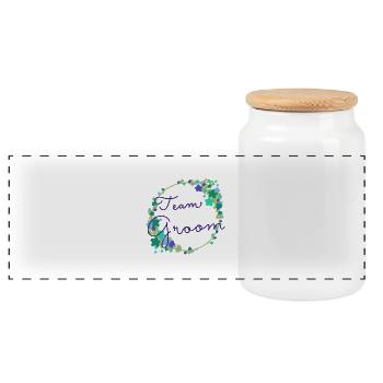 Team Groom Gay /Team Bräutigam Schwul - Panoramic Cookie Jar with Wooden Lid - white - Front