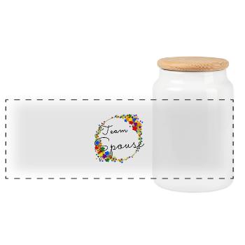 Team Spouse /Team Verlobte:r Pride Queer - Panorama Keksdose mit Holzdeckel - Weiß - Vorne