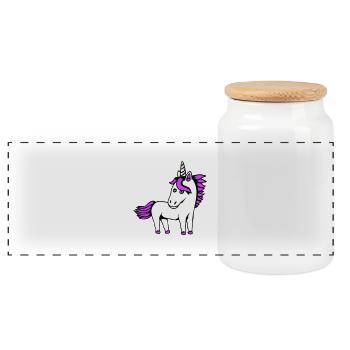 Licorne fille assez sympathique dessin animé cheval - Boîte à biscuits avec couvercle en bois - blanc - Devant