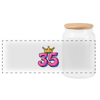 Couronne à 35 chiffres - Boîte à biscuits avec couvercle en bois - blanc - Devant