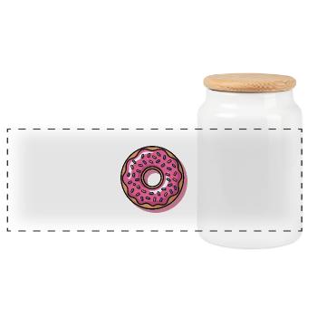 Pop Art Beignet Rose Motif Rétro - Boîte à biscuits avec couvercle en bois - blanc - Devant