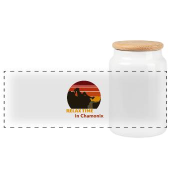 Coucher de soleil Chamonix - Boîte à biscuits avec couvercle en bois - blanc - Devant