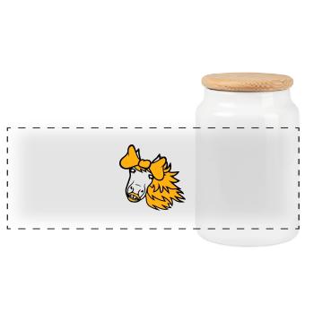 Horse Cute Pony Girl Female Girl Horse Girl - Panoramic Cookie Jar with Wooden Lid - white - Front