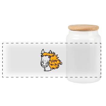 Cheval Mignon Poney Poulain Cheveux longs Mignon Bande dessinée - Boîte à biscuits avec couvercle en bois - blanc - Devant