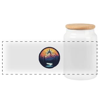Mountains Compass - Panoramic Cookie Jar with Wooden Lid - white - Front
