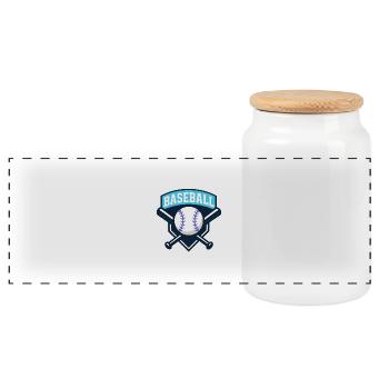 Baseball logo - Panoramic Cookie Jar with Wooden Lid - white - Front
