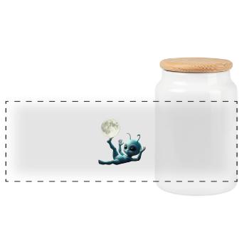 Moonbound Alien Baby - Panoramic Cookie Jar with Wooden Lid - white - Front