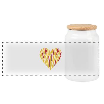 Heart Fries - Panoramic Cookie Jar with Wooden Lid - white - Front