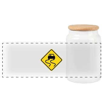 Slippery Road Sign - Panorama Keksdose mit Holzdeckel - Weiß - Vorne