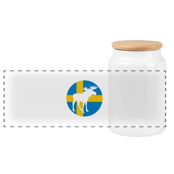 elk_2 (zweifarbig) - Panorama Keksdose mit Holzdeckel - Weiß - Vorne