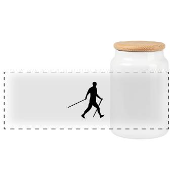 Nordic Walker - Wandern - Spazieren - Panorama Keksdose mit Holzdeckel - Weiß - Vorne