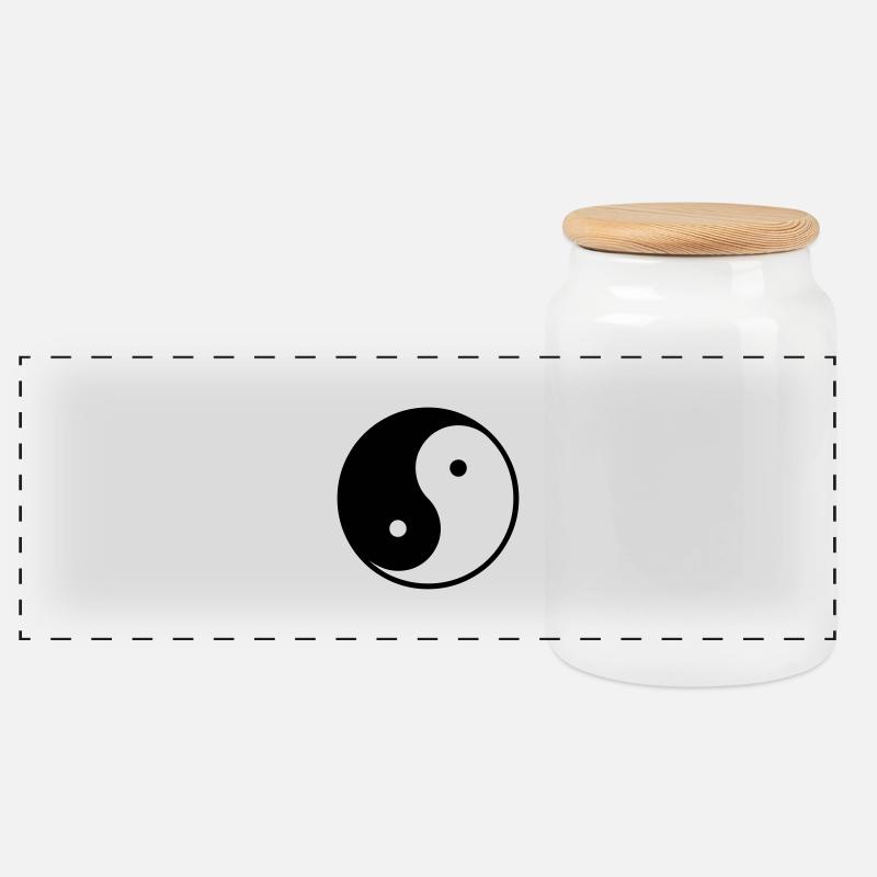 Ying und Yang - Panorama Keksdose mit Holzdeckel - Weiß