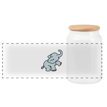 Happy Elephant (2 colors) - Panoramic Cookie Jar with Wooden Lid - white - Front
