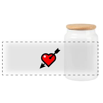 Herz - Panoramic Cookie Jar with Wooden Lid - white - Front