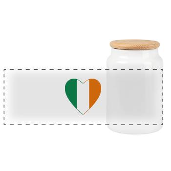 Irish Republic Flag Heart 1440px - Panoramic Cookie Jar with Wooden Lid - white - Front