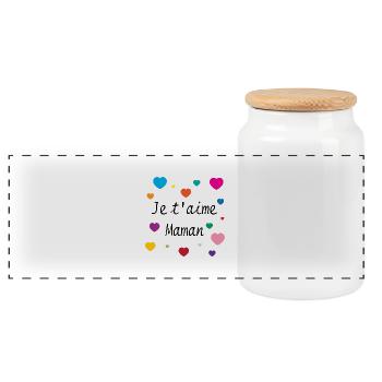 Je t'aime Maman - Panoramic Cookie Jar with Wooden Lid - white - Front