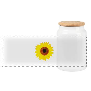 Sonnenblume - Panorama Keksdose mit Holzdeckel - Weiß - Vorne