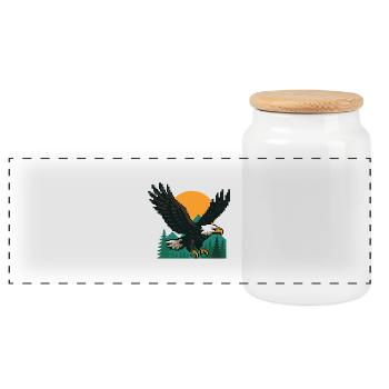 Eagle Pixel – Sonnenuntergang in den Bergen - Panorama Keksdose mit Holzdeckel - Weiß - Vorne