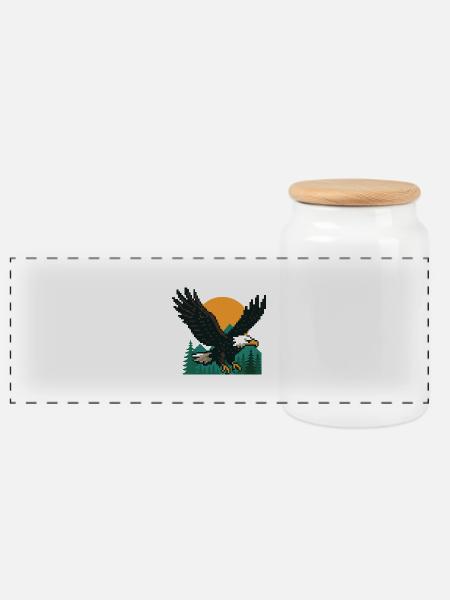 Eagle Pixel – Sonnenuntergang in den Bergen - Panorama Keksdose mit Holzdeckel - Weiß