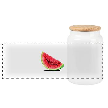 Watermelon - Panoramic Cookie Jar with Wooden Lid - white - Front
