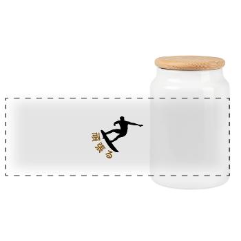 Japanese Surf Motivation - Panoramic Cookie Jar with Wooden Lid - white - Front