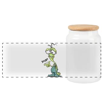 Dümmlicher Alien Comic Charme - Panorama Keksdose mit Holzdeckel - Weiß - Vorne