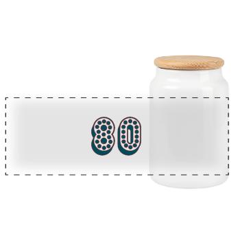 80. 80 YEARS. 80th ANNIVERSARY. 80TH BIRTHDAY. - Panoramic Cookie Jar with Wooden Lid - white - Front
