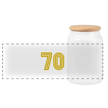 ANNIVERSARY. HAPPY BIRTHDAY. HAPPY BIRTHDAY. - Panoramic Cookie Jar with Wooden Lid - white - Front