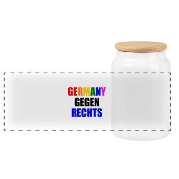Germany gegen rechts - Panorama Keksdose mit Holzdeckel - Weiß - Vorne