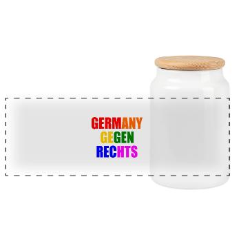 Deutschland gegen rechts - Panorama Keksdose mit Holzdeckel - Weiß - Vorne