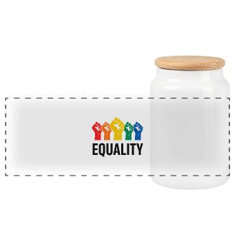 Colorful fists for equality - Panoramic Cookie Jar with Wooden Lid - white - Front