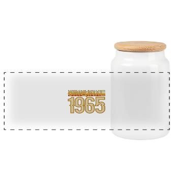 Original 1965 Vintage Retro Edition - Panoramic Cookie Jar with Wooden Lid - white - Front