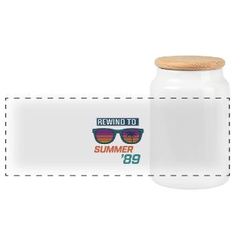 Rewind to Summer '89 - Panoramic Cookie Jar with Wooden Lid - white - Front