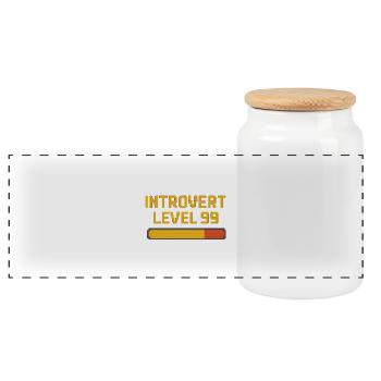 Introvert Level 99 - Panoramic Cookie Jar with Wooden Lid - white - Front