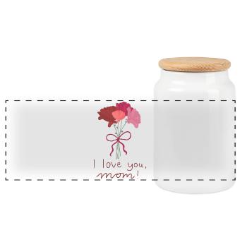 I love you, Mom! - Panoramic Cookie Jar with Wooden Lid - white - Front