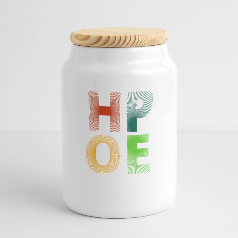 Hope Is Alive Gradient Typography Panoramic Cookie Jar with Wooden Lid