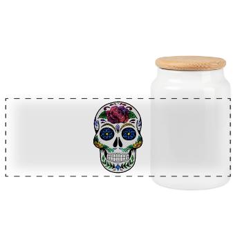 Cosmic Skull - Panoramic Cookie Jar with Wooden Lid - white - Front