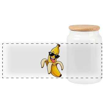 Schicke Bananen-Schwarzbrille - Panorama Keksdose mit Holzdeckel - Weiß - Vorne
