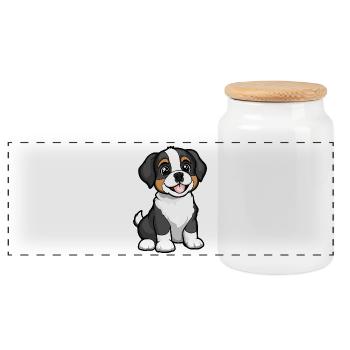 Chien Saint-Bernard Mignon - Boîte à biscuits avec couvercle en bois - blanc - Devant
